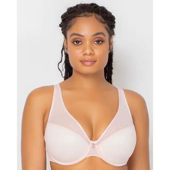 Curvy Couture Women's Solid Sheer Mesh Full Coverage Unlined Underwire Bra  Chocolate 46ddd : Target