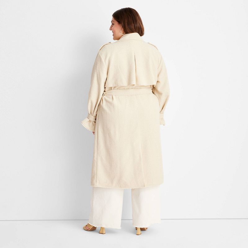 Women's Boucle Frayed Edge Trench Coat - Future Collective™ with Jenny K. Lopez Cream, 2 of 9
