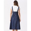 INSPIRE CHIC Women's Button Front Classic U Neck Overall Denim Midi Dress with Pockets - 3 of 4