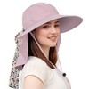 Tirrinia Women's Wide Brim Sun Hat with Floral Scarf, Foldable UV 50+ Protection Sun Cap for Outdoor Garden Beach Hiking Travel, Summer Essentials - 2 of 4