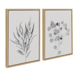 Kate and Laurel Sylvie Neutral Botanical 1 and 2 Soft White Framed Canvas by The Creative Bunch Studio, 2 Piece 18x24, Natural - 1 of 4