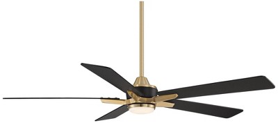 52" Black and Brass Modern Ceiling Fan with LED Light and Remote