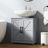 HOMCOM Farmhouse Pedestal Sink Storage Cabinet, Freestanding Bathroom Sink Cabinet with 2 Barn Doors and Adjustable Shelf, Dark Gray - 3 of 4