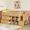 Whisen Twin Size Loft Bed with LED, Bookshelf, Stairs, Storage Drawers and Shelves, Solid Wood Sturdy Frame - 2 of 4