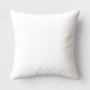 Textural Solid Square Throw Pillow Ivory - Threshold™: Cotton Weave, Indoor Decorative Cushion, No Closure - 1 of 4