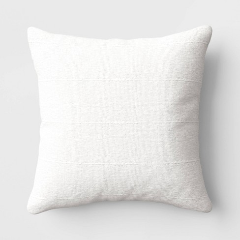 Textural Solid Square Throw Pillow Ivory Threshold Cotton Weave Indoor Decorative Cushion No Closure Target