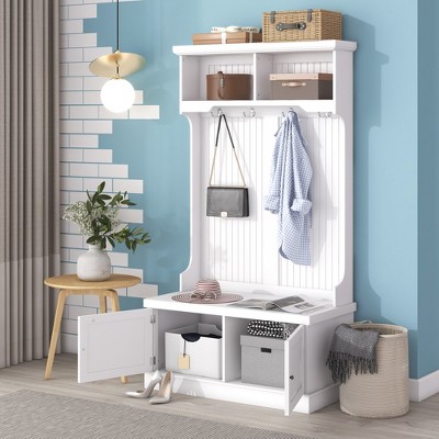 Hall Tree with Storage, 4-in-1 Design Coat Rack with Hooks for Foyer, Mudroom, Hallway, Living Room Shoe Bench for Entryway and Hallway
