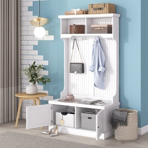 Hall Tree with Storage, 4-in-1 Design Coat Rack with Hooks for Foyer, Mudroom, Hallway, Living Room Shoe Bench for Entryway and Hallway - 1 of 4