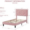 Coucheta T/F/Q Upholstered Bed Frame with Crystal Diamond Tufted Headboard, Easy Assembly, Wood Slat Support, No Box Spring Needed, Pink/Black - 2 of 4