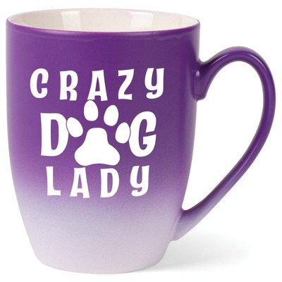 Elanze Designs Crazy Dog Lady Two Toned Ombre Matte Purple and White 12 ounce Ceramic Stoneware Coffee Cup Mug
