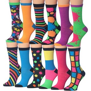 Tipi Toe Women's 12 Pack Colorful Patterned Lightweight Crew Socks - 1 of 1