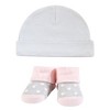 Hudson Baby Infant Girl Cap and Socks Set, Pink Rose, 0-9 Months - 4 of 4