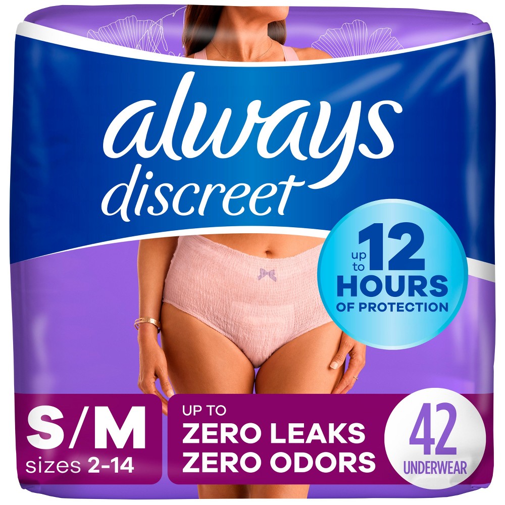 Always Discreet Adult Postpartum Incontinence Underwear for Women - Maximum Protection - S/M - 42ct