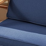 blue cushion/brown wicker