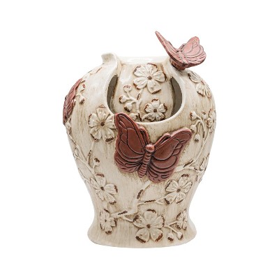 Butterfly Urn Fountain Rust Cream Stoneware by Foreside Home & Garden