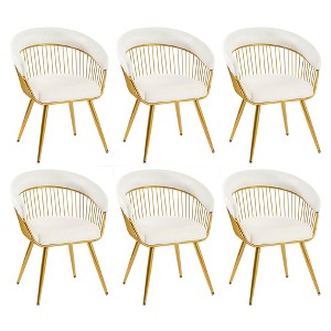 DYHOME Modern Mid Century Dining Chair, Upholstered Velvet Dining Room Chairs with Metal Legs for Makeup/Living Room (Set of 6) - 1 of 4