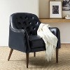 Justo 28.5" Wide Tufted Genuine Leather Wood Legs Accent Barrel Chair for Living Room with solid wood legs | ARTFUL LIVING DESIGN - 3 of 4