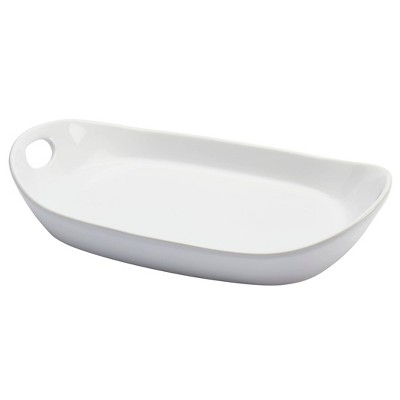 21" x 13" Stoneware Oval Serving Tray with Handles - Tabletops Gallery