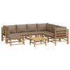 vidaXL 8 Piece Patio Furniture Sectional Sofa Set with Taupe Cushions Bamboo Lounge Garden Outdoor Modular Design - 3 of 4