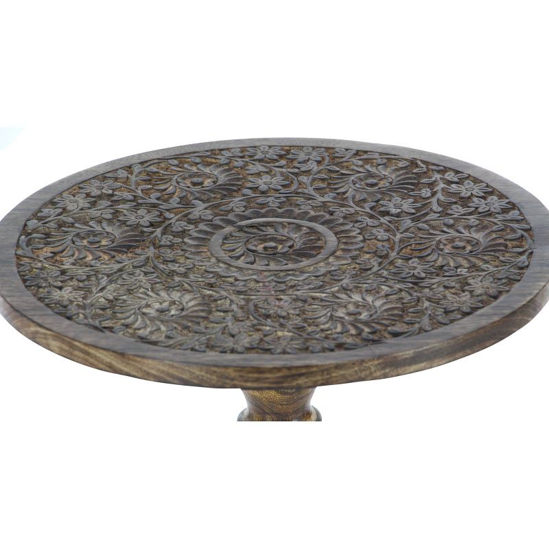 Carved Mango Wood Accent Table Brown - Olivia &#38; May, 4 of 20