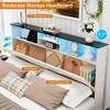 Kumasinova Farmhouse Bed Frame with Storage Headboard,LED Lights and Charging Station,Platform Bed with Steel Slats,1200lbs Max - 4 of 4