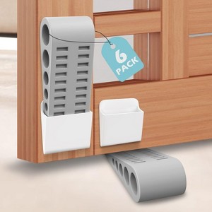 DOMETOUR 6 Pcs Rubber Door Stoppers with Holder, Heavy Duty Wedge for Home, Office, Classroom, Works on Carpet, Concrete, Linoleum, Wood - 1 of 4