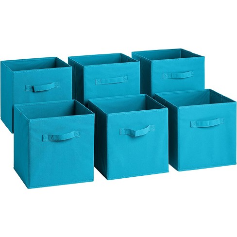 Casafield Set of 6 Collapsible Fabric Cube Storage Bins, Navy Blue - 11 Foldable Cloth Baskets for Shelves, Cubby Organizers & More