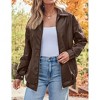 Women's Oversized Leather Jacket Casual Long Sleeve Zip Up Coat Jacket with Side Pockets - 3 of 4