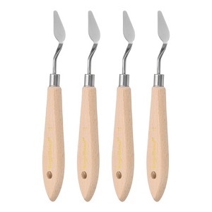 Unique Bargains Stainless Steel Pointy Wood Handle Painting Mixing Knife 4 Pcs - 1 of 4