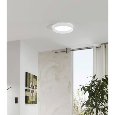 24" Modern Elegance Linen Drum LED Ceiling Light in White