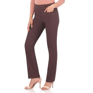 Rekucci Women's Pull-On Straight Leg Pants with Pockets & Tummy Control – Office Workwear Stretch Trousers - 1 of 4