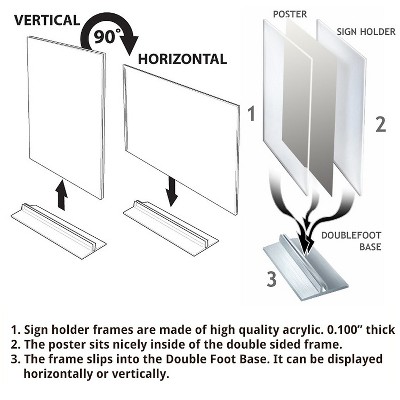 Clear Acrylic Vertical/Horizontal Desktop Sign Holder, 5" x 3.5"
