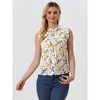 Allegra K Women's Ruffled Business Office 1950s Vintage Floral Sleeveless Top - 4 of 4