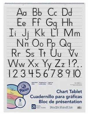School Smart Chart Paper Pad, 24x16 Inches, 1 Inch Rule, 25 Sheets, White