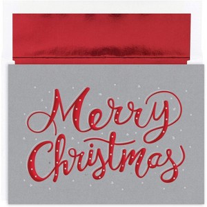 Masterpiece Studios 16-Count Boxed Embossed Christmas Cards with Foil-Lined Envelopes, 7.8" x 5.6", Merry Christmas Sparkle (927100) - 1 of 1