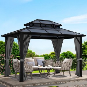Gazebo All-Weather Aluminum with Dual-Layer Polycarbonate Roof - 1 of 4