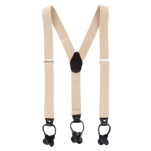CTM Men's 1.375 Inch Wide Solid Color Y-Back Button-End Suspenders - 1 of 4