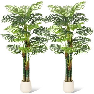 Whizmax Golden Cane Palm Trees - Large Artificial Plants with White Base for Indoor/Outdoor Decor, Living Room, Yard, or Patio - 1 of 4