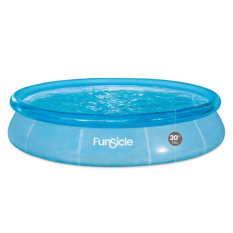 Funsicle 12' x 30" Sea-Thru QuickSet Round Inflatable Ring Top Outdoor Above Ground Swimming Pool Set with Pump and Cartridge Filter, Blue, 6 of 8