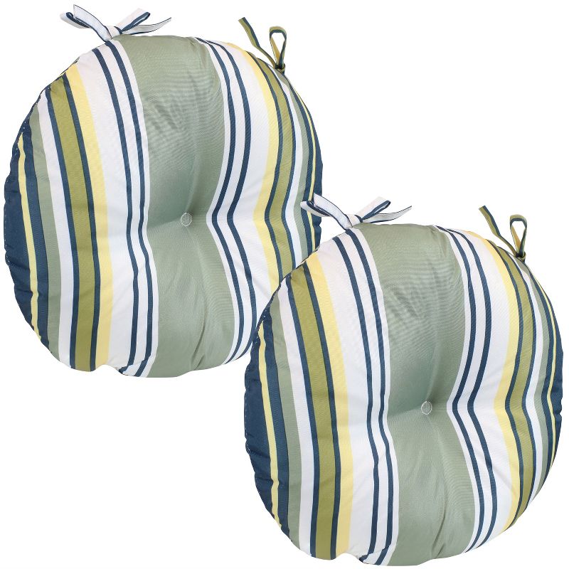 Sunnydaze Indoor/Outdoor Polyester Replacement Round Bistro Chair Seat Cushions - 15" - 2pk, 1 of 8