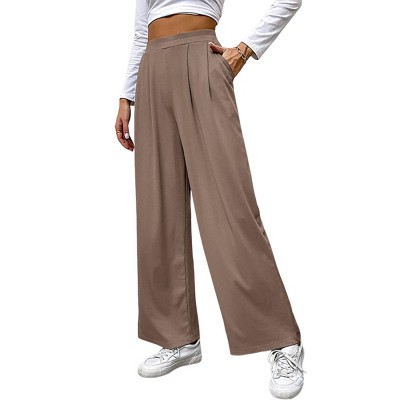 Clearlove High Waisted Work Pants for Women Business Casual Outfits Straight Office Wide Leg Pants with Pockets