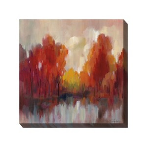 Cottage Garden West of The Wind Shades of Fall Red, Yellow, Purple 24 x 24 Inch Waterproof Gallery Wrapped Canvas, Outdoor Garden, Yard, Patio All - 1 of 2