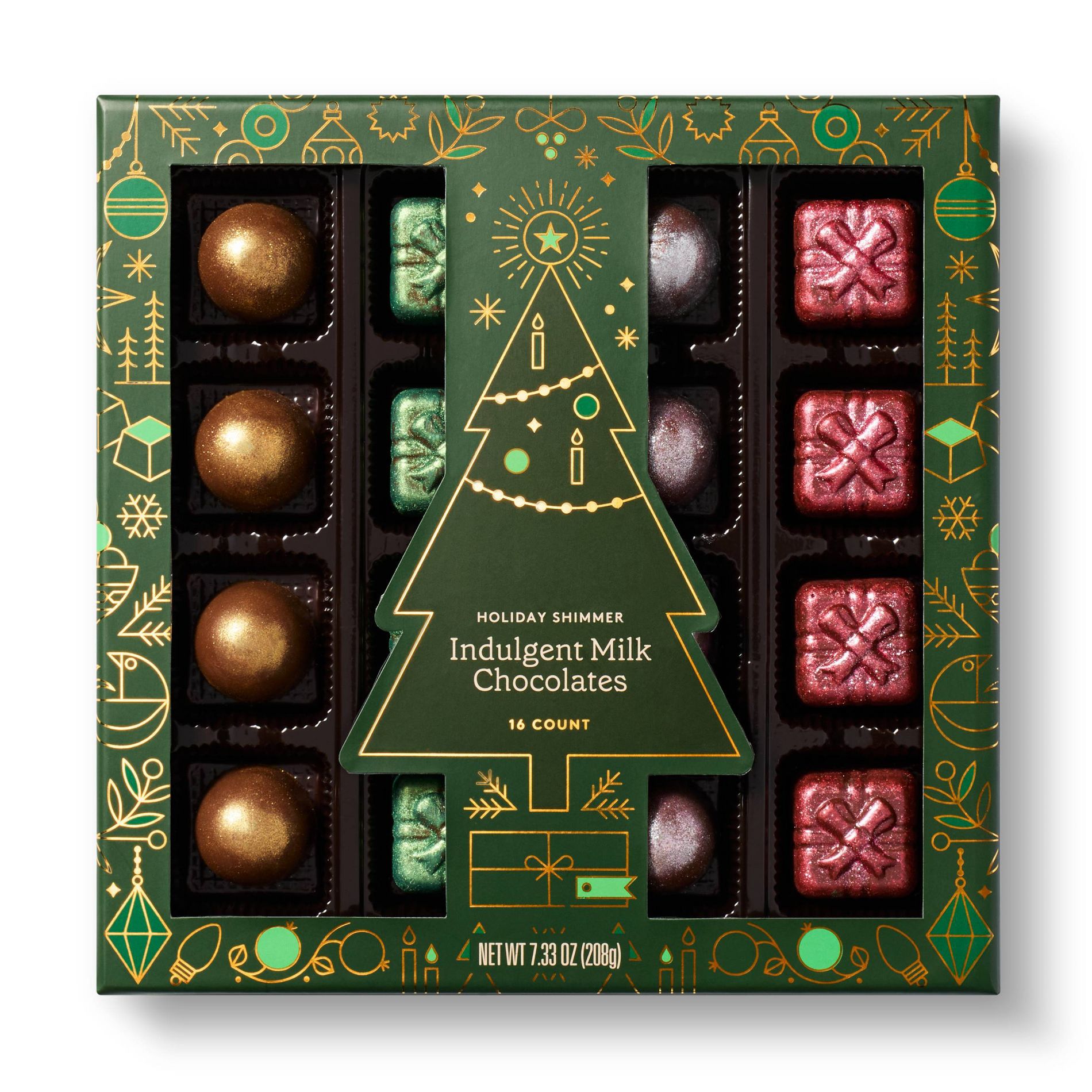 Shimmer Dusted Milk Christmas Chocolate Gift Box - 6.6oz/16ct - Favorite Day™