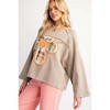 KOJOOIN Women's Floral Applique Color Block Pullover Sweatshirt Relaxed Fit Oversized Artisan Distressed Casual Top - 4 of 4