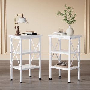VECELO Modern X-Design Nightstand Set of 1/2, 3-Tier Bedside Tables with Storage Shelves, Small End Side Tables for Bedroom, Living Room, or Office - 1 of 4