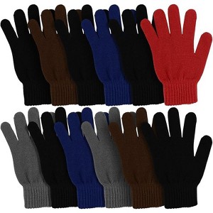 Zuppad Winter Magic Gloves, 12 Pairs Stretchy Warm Knit Bulk Pack Mens Womens Gloves - 1 of 4