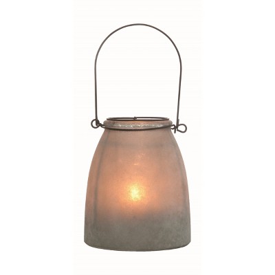 Transpac Glass 6.25 in. Clear Spring Frosted Candle Holder with Handle