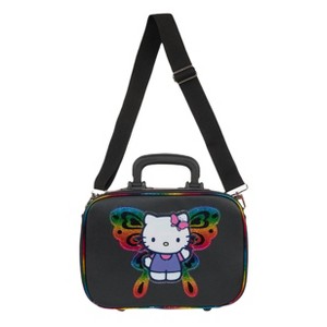 Hello Kitty Rainbow Glitter Butterfly Black 10” Mini Suitcase Crossbody Bag - 1 of 1