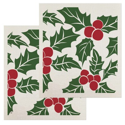 Briarwood Lane Holly and Berries Swedish Dishcloth (2-pack)