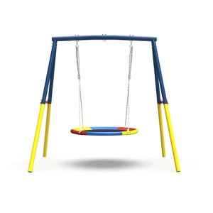 NAYSAYE Flying Saucer Swing Set Heavy Duty A Frame Metal Stand Outdoor Playground for Kids Backyard Fun, Blue, 42.13"*11.02"*7.48" - 1 of 4